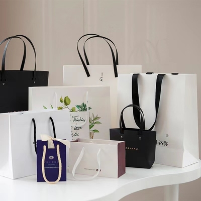 Bolsos de compras cosméticos de lujo de encargo de la ropa de las bolsas de papel con las manijas