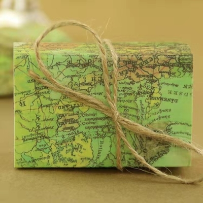 envases del favor del caramelo de la boda de CDR EPS de la caja de regalo del mapa del mundo del rectángulo de los 7.8x5x2.8cm